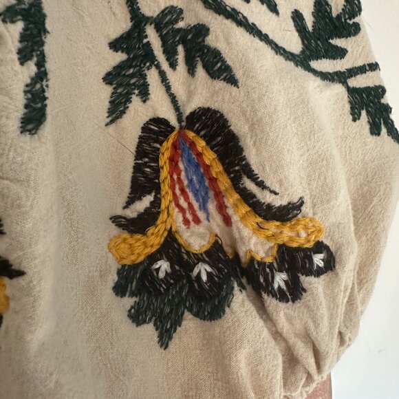 Zara Romy Tunic Mini Dress Embroidered Floral Linen Blend Boho - XS - Picture 8 of 10